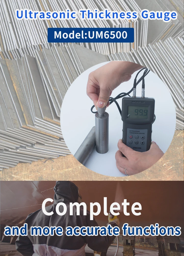 UM6500 Digital Ultrasonic Thickness Gauge Economical Low-Cost Device for Steel Material Measurements LCD Display Battery Powered