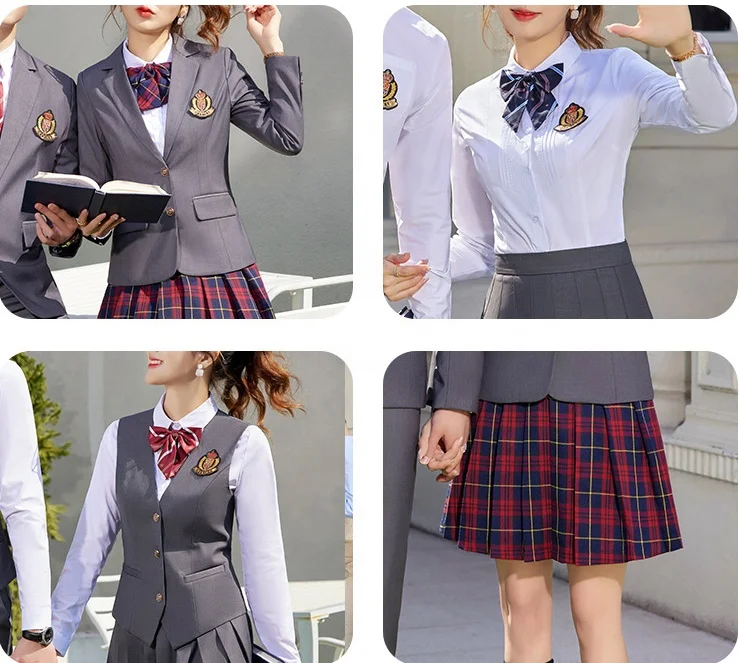 Custom School Girls Uniform High School Uniforms Blazer and Skirt Pant Suit Best Professional Suits 