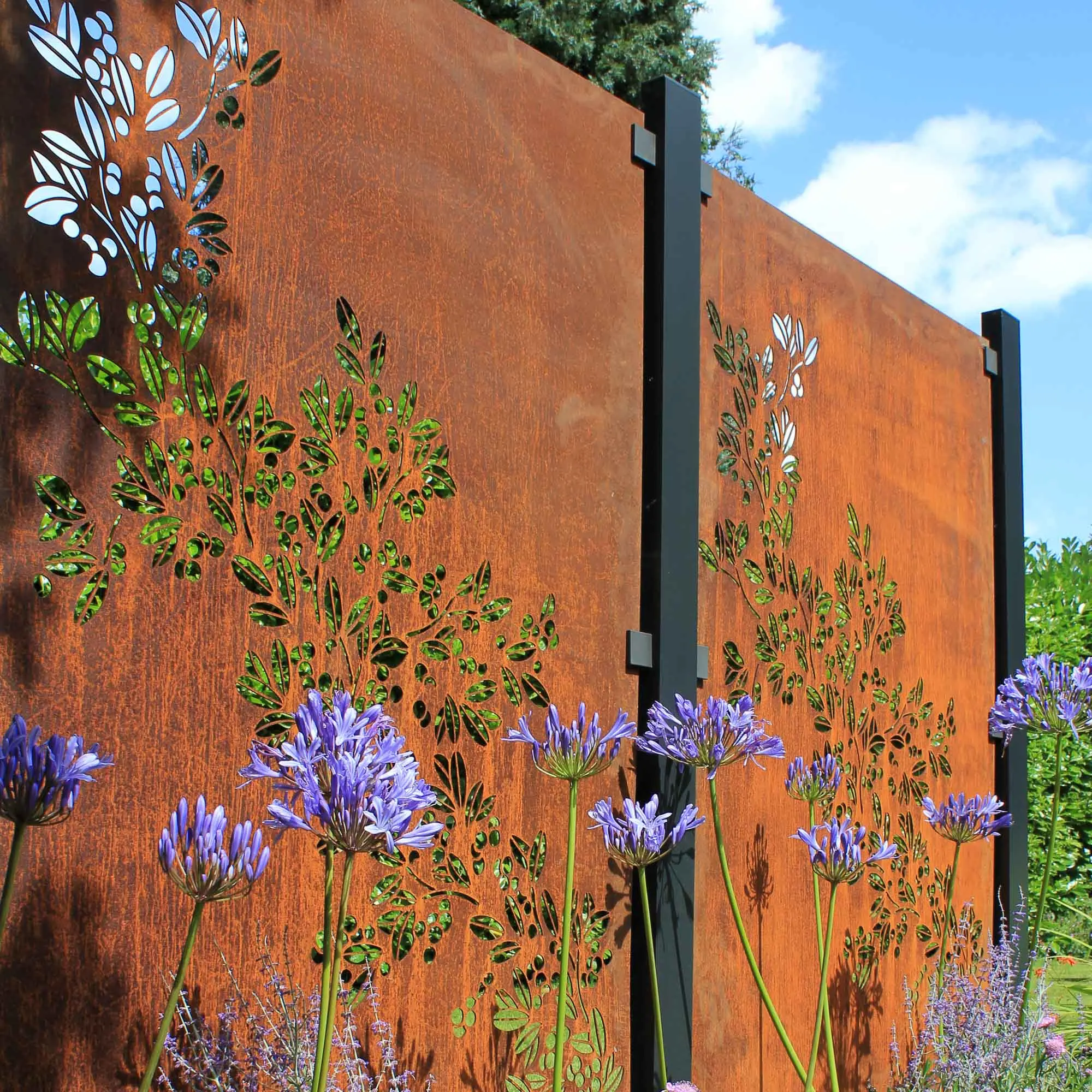 Outdoor Privacy Screen Panels Metal Laser Cut Corten Garden Screens