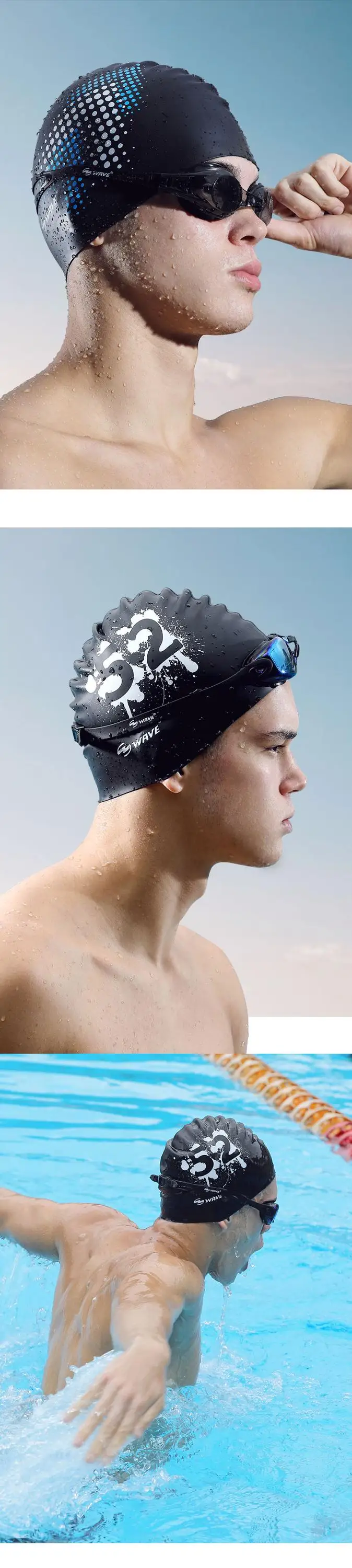 Wholesale Swimming Accessories Personalized Custom Silicone Swim Caps