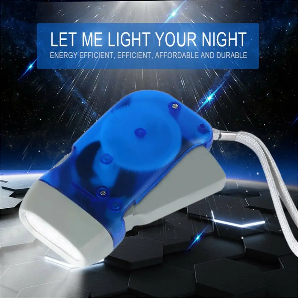 3 LED Hand Pressing Dynamo Crank Power Wind Up Flashlight Torch Light Campif8 