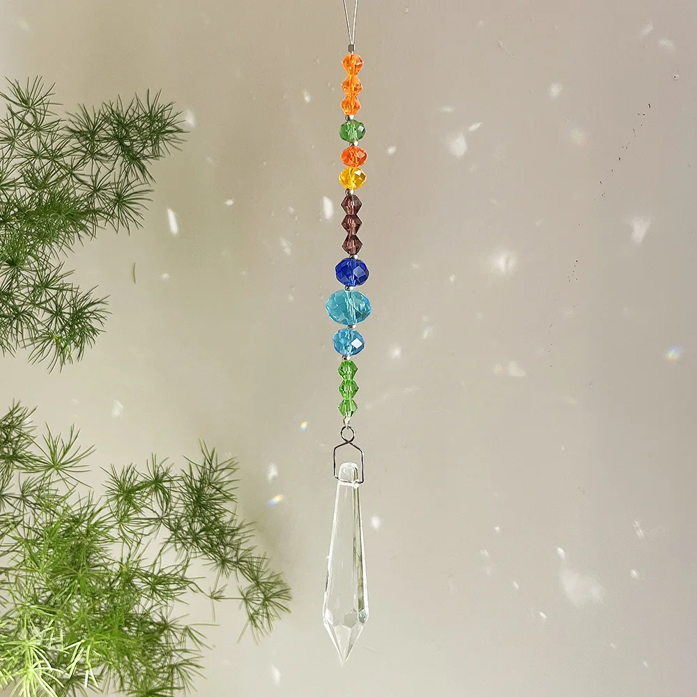 product wholesale colorful art decor crystal glass pendant octogon chakra crystal balls sun catchers for home office garden decoration-3