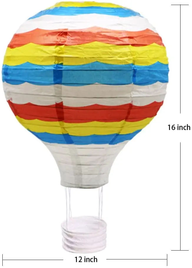 hanging rainbow hot air balloon paper lanterns set party
