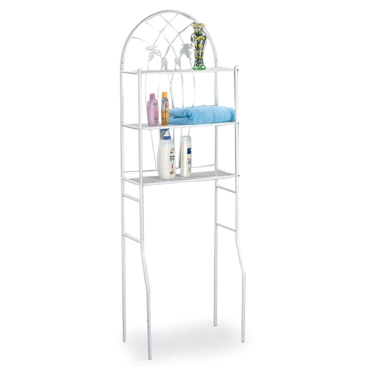 Simple design bath furniture 3 layer showe storage shelves rack iron metal modern bathroom shelf over toliet 