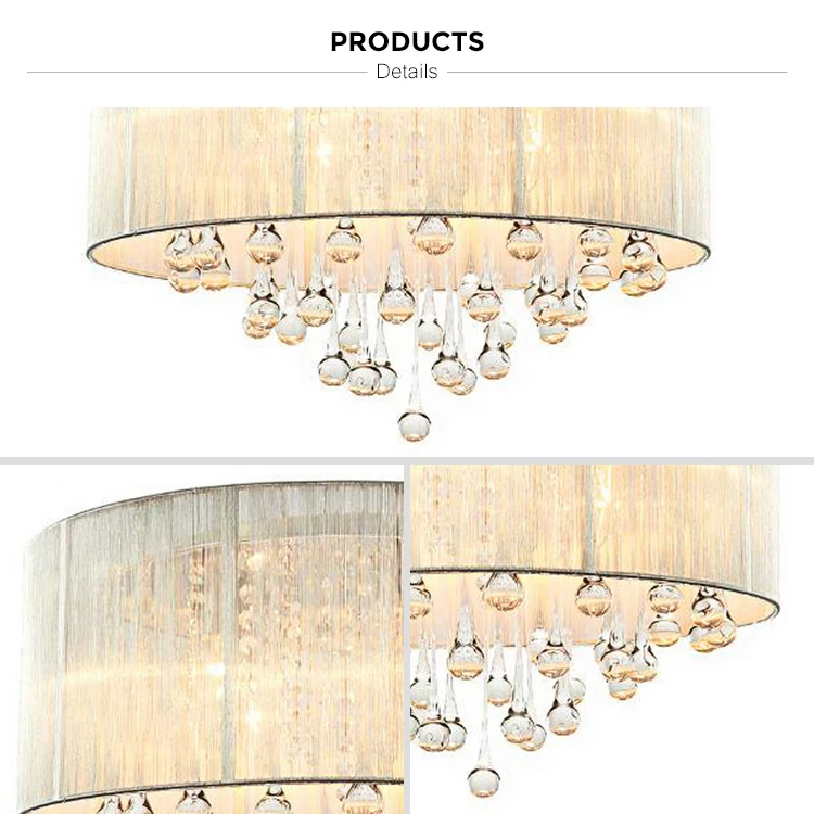 Wholesale Wrought Iron Led K9 Crystal Pendant Round Ceiling Chandelier Light
