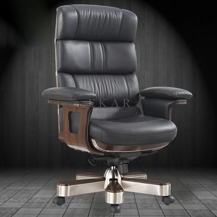 High quality high back luxury comfortable genuine leather office chair boss manager chair leather reclining boss office chair manufacture