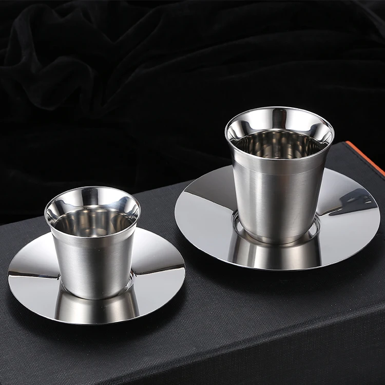Double wall tea cup italian stainless steel coffee cup set