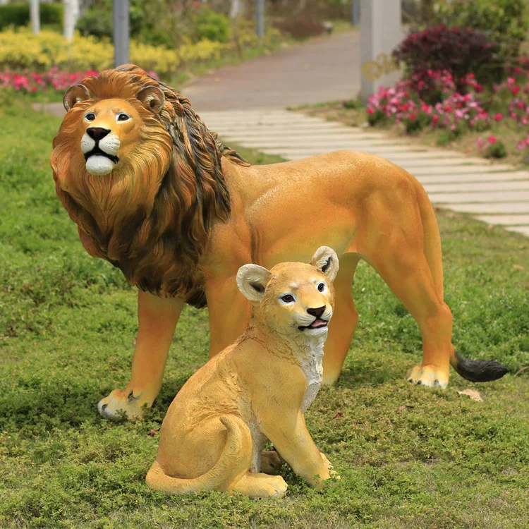 Life Size Safari Animals Decoration Fiberglass Resin Rhino Hippo Lion