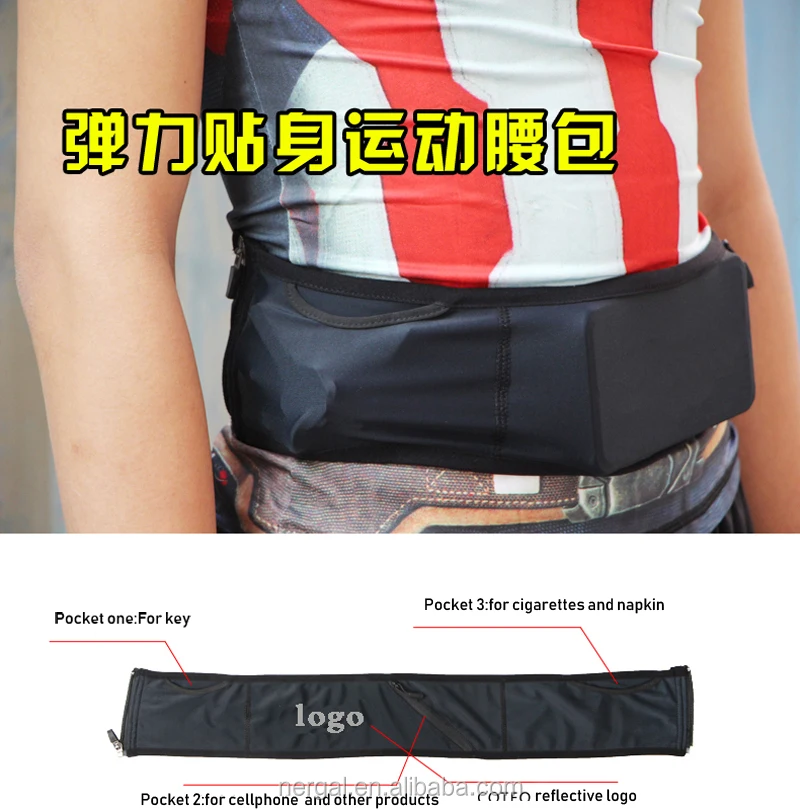 Waterproof running custom waist bag/reflective running belt with bottle holder/gym sports running men fanny pack custom logo