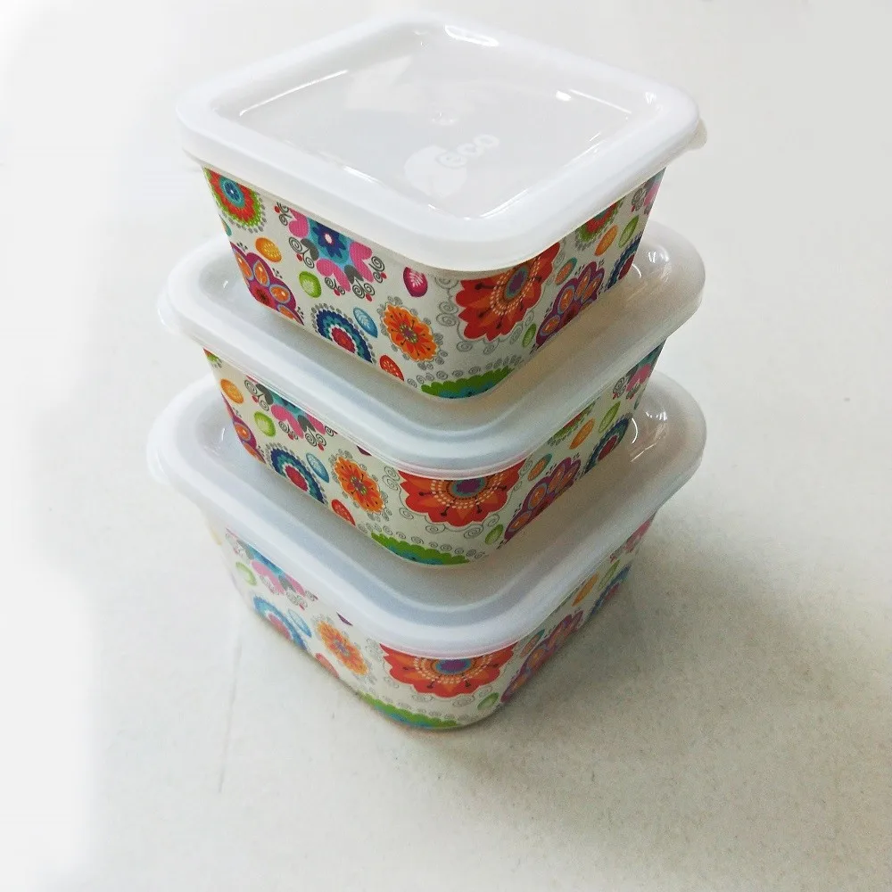 Set Of 3 Melamine Lunch Box Food Storage Containers With Lids Buy