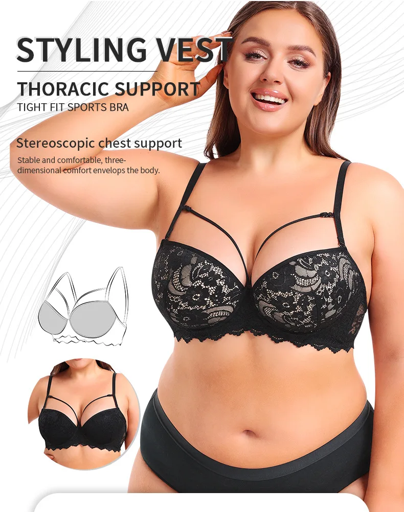 Wholesale Cross-Border Plus Size Underwear Anti-Sagging Adjusted-Straps Bra Breathable Steel Ring Large Cup for Small