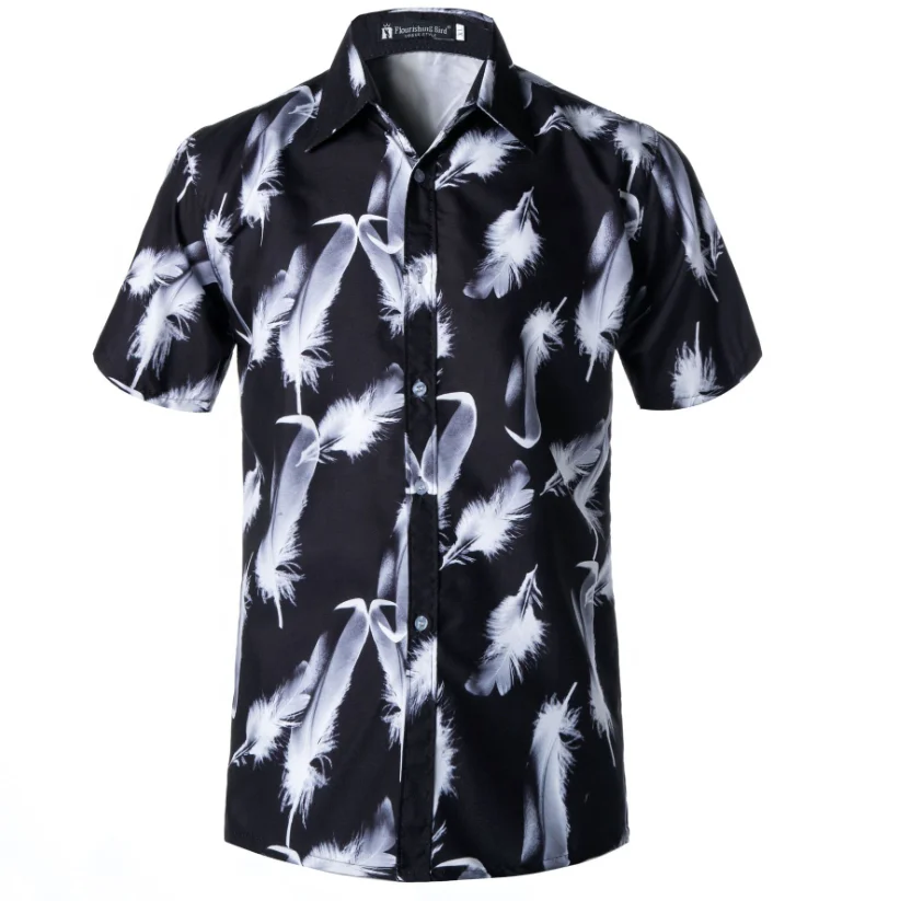 iLXHD Mens Shirt Hawaii Printed Splicing Pattern Fashion T-Shirt Basic Summer Beach Top Lapel Short Sleeve 