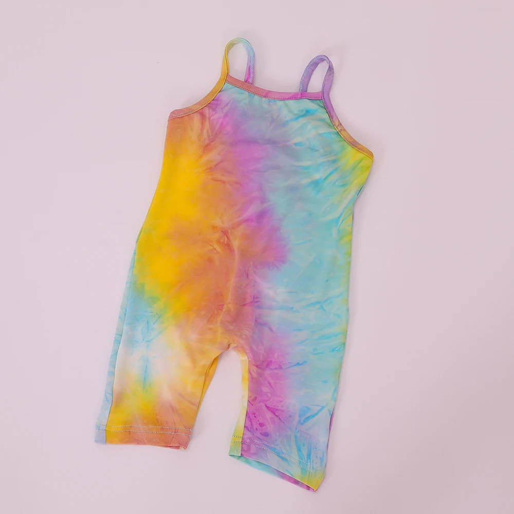 Wholesale Fashion Cute Kids Toddler Sleeveless Soft Clothes Tie Dye Jumpsuit Baby Girls' Rompers