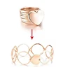 Stainless steel Double-Use Collapsible Hollow Heart Hand Cuff Charm Bangle Stretch Magic Bracelets Ring