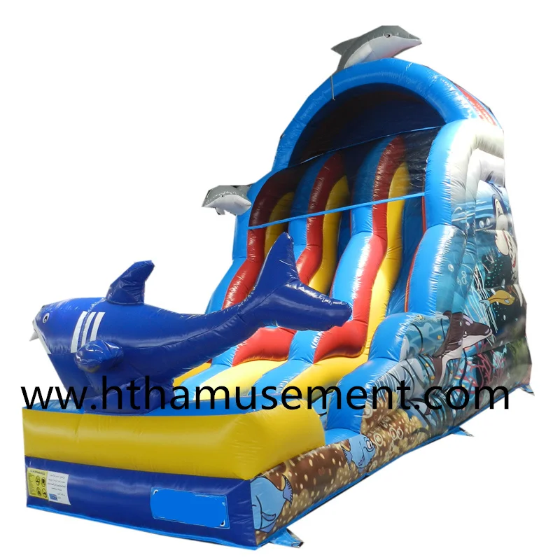 Lovely Ocean Dolphin Inflatable Bouncer Water Slide For Kids And Adults