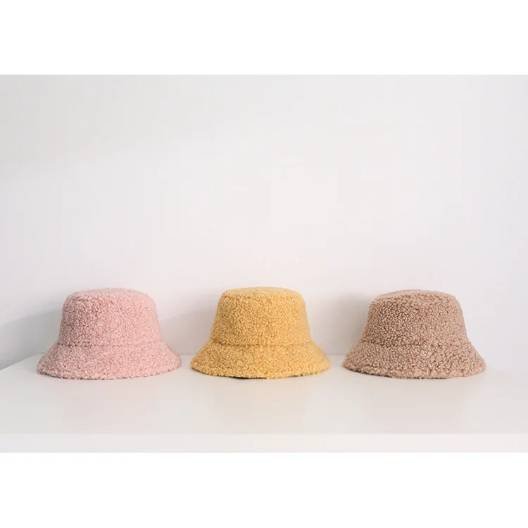 Wholesale Custom Faux Fur Bucket Hat High Quality Women Fashion Outdoor Plain Cap