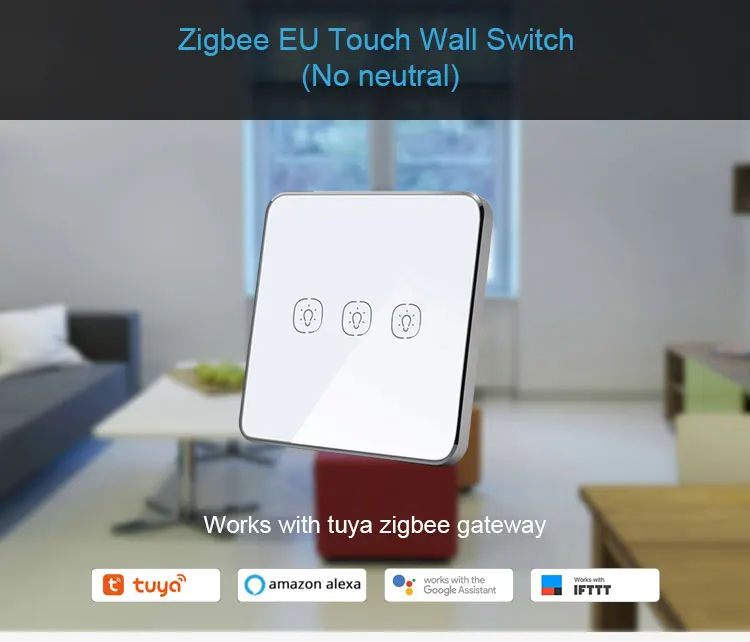 Smart life APP Smart home zigbee single live touch wall switch no neutral switch for Asia Market - ANKUX.COM