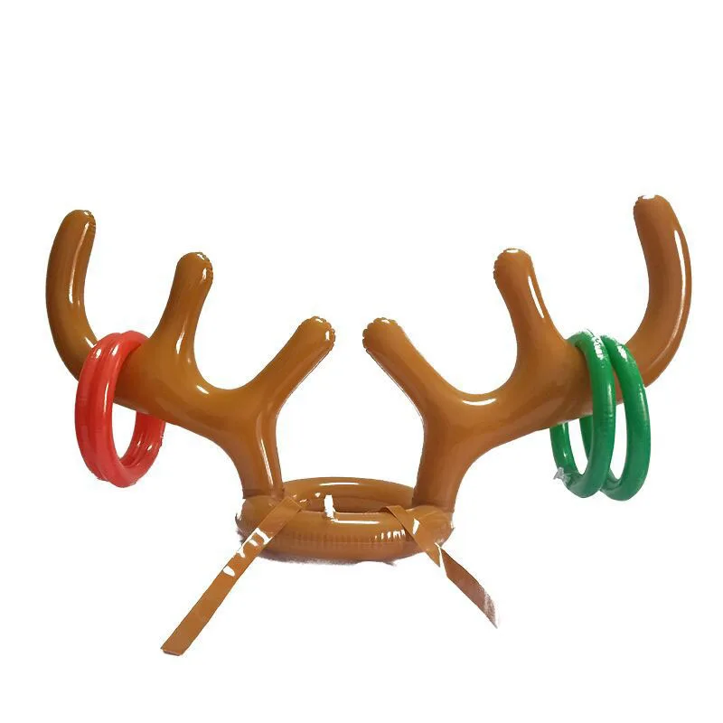 Christmas Toss Game Set with 2 Reindeer Antler Hats