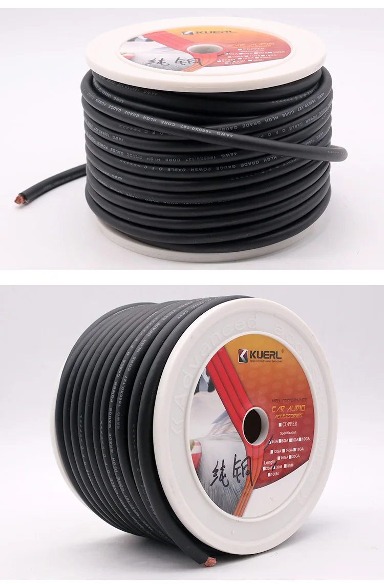China New Speaker Refit Cable Electrical 4/6/8/10ga Pure Copper Pvc Car Audio Power Cable Wire