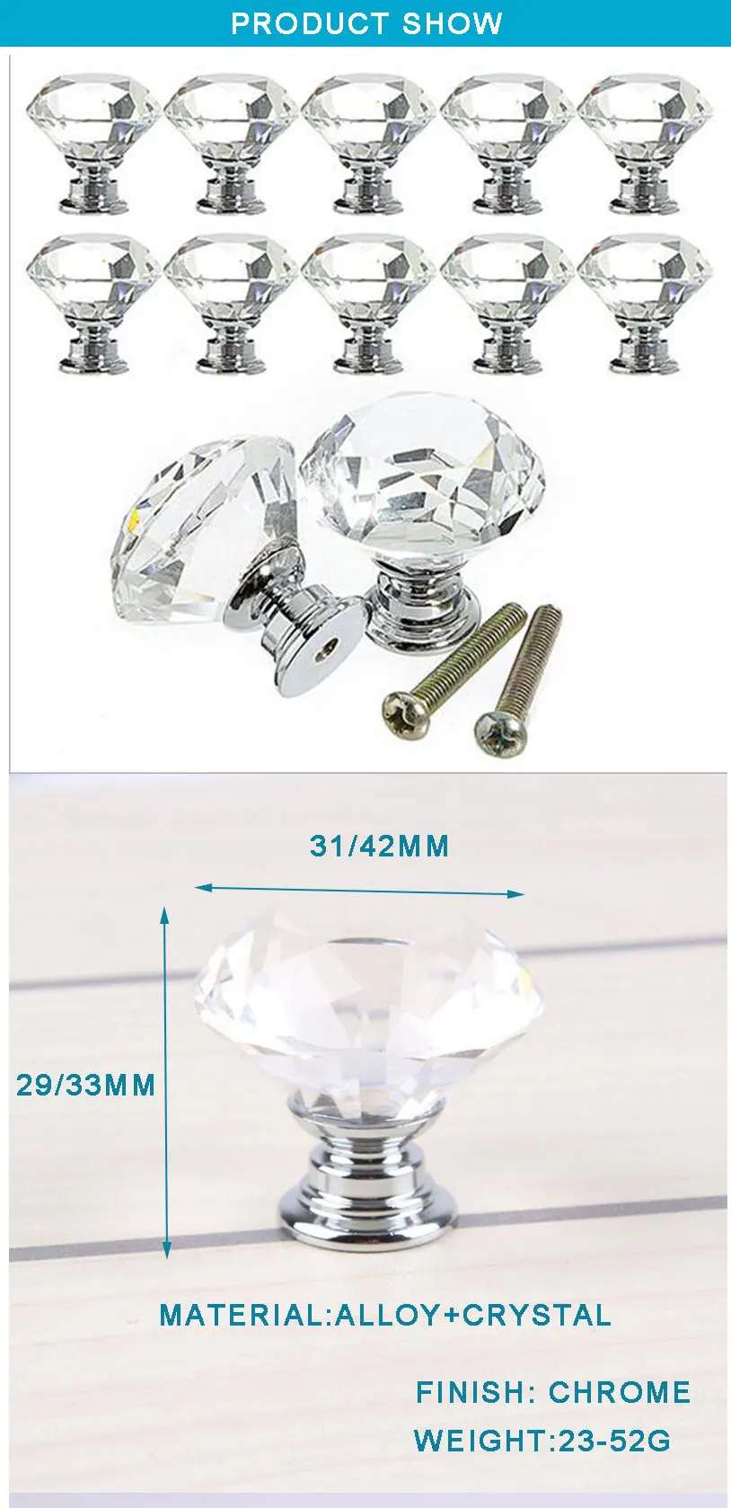 crystal handle knobs