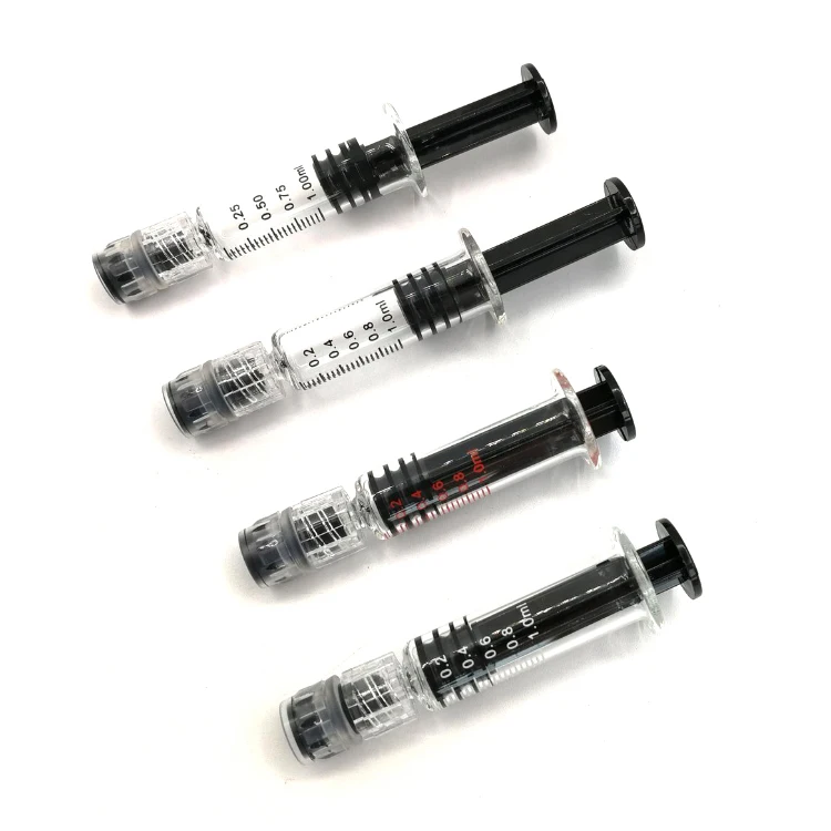 glass syringe with black scale line or white scale line or red scale line