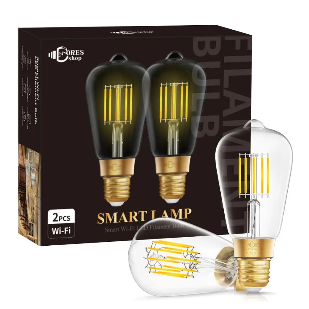 Tunable White CCT 2200-6500K Tuya Smart LED Filament Bulb Dimmable ST64 8W WiFi Smart Bulb