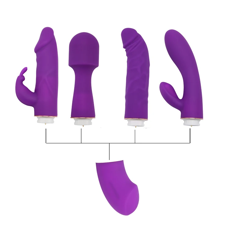 4 Vibrating  Interchangeable G Spot Clitoris  Wand  Massage Vibrator Sex Toy  for Women