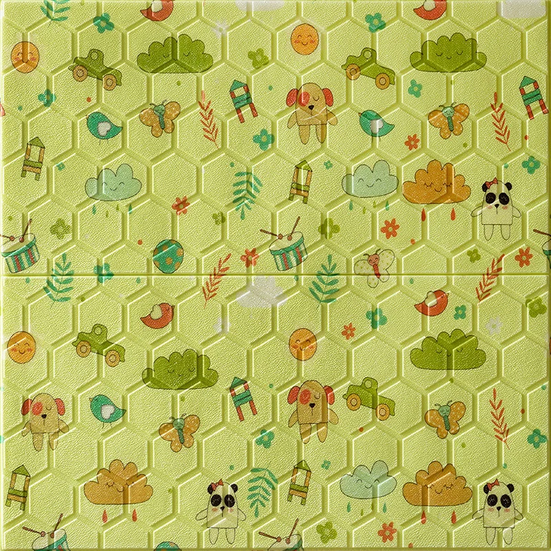 New Self Adhesive 3D Hexagon Cartoon Children's Picture Wallpaper Warm Bedroom Dormitory Wall Sticker Children's Room Wallpaper