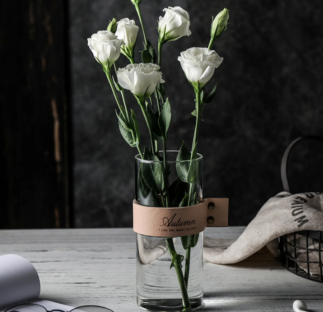 Nordic Light Luxury Glass Vase Hydroponic Transparent Golden Edge