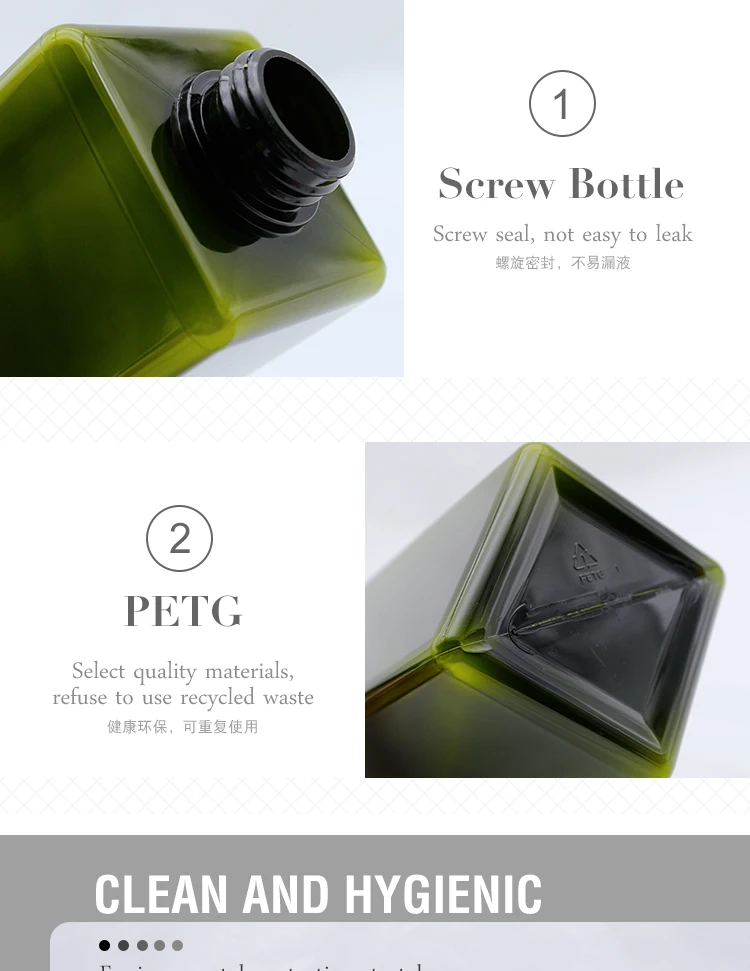 Plastic Square Bottle Lotion Pump Zhejiang Shampoo PET Customized for Lotion 250ML 450ML 650ML Beauty Packaging Hot Stamping