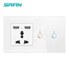 2 USB universal 3pin plug touch switch wall socket