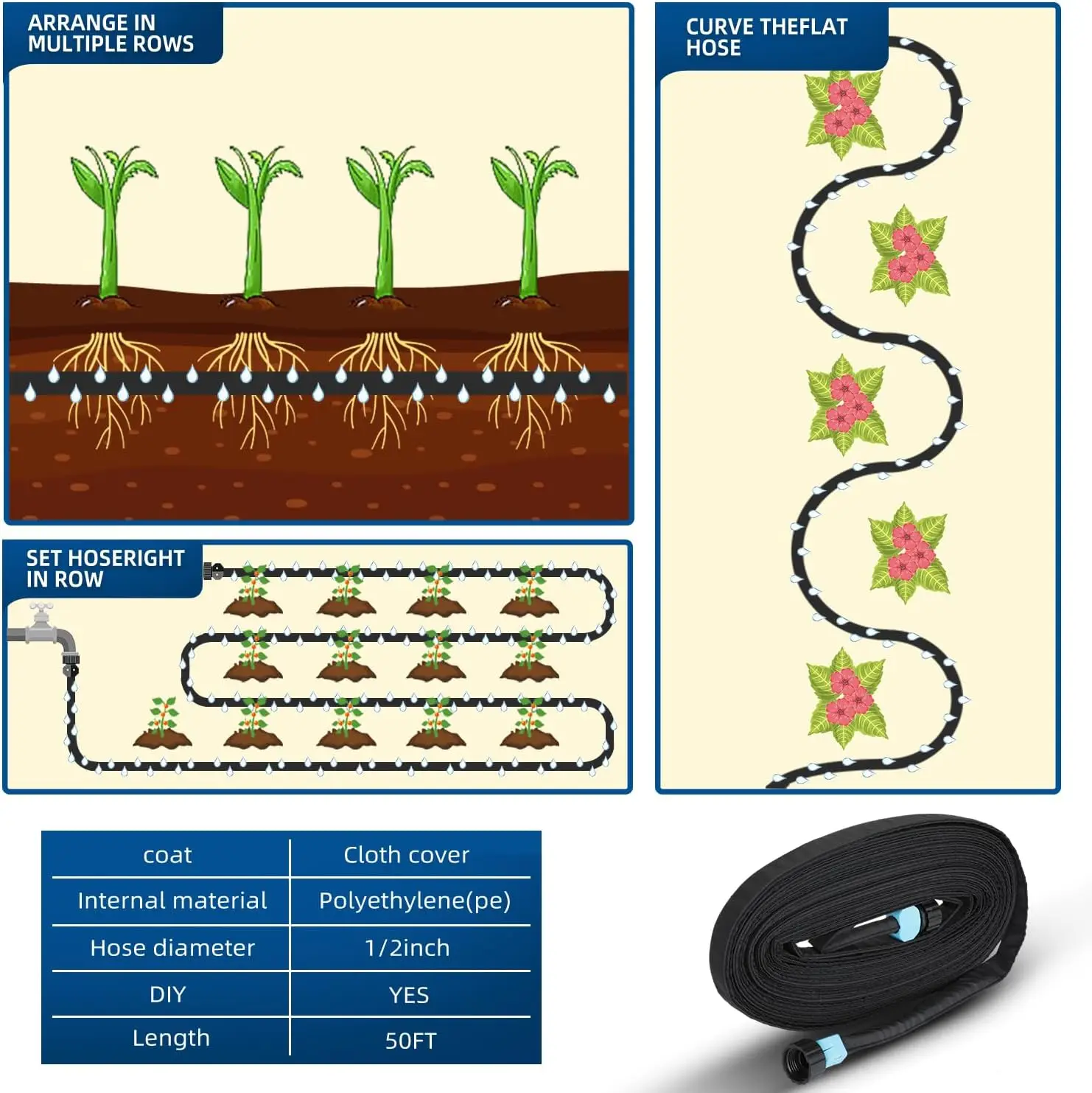 Water Saving Microporous Underground Landscaping Drip Porous Tubing For Garden Beds Irrigation