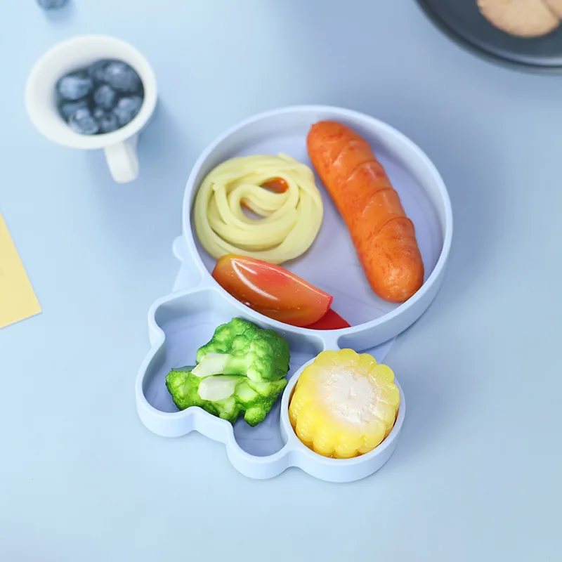 Baby Silicone Dinner Plate Divided Cartoon Children's Tableware Food