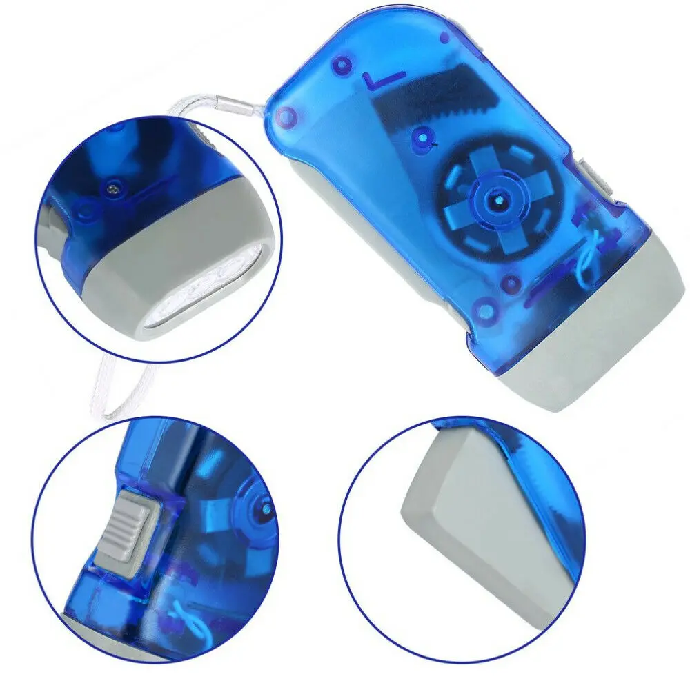 New 3 Led Hand Pressing Dynamo Crank Power Wind Up Flashlight