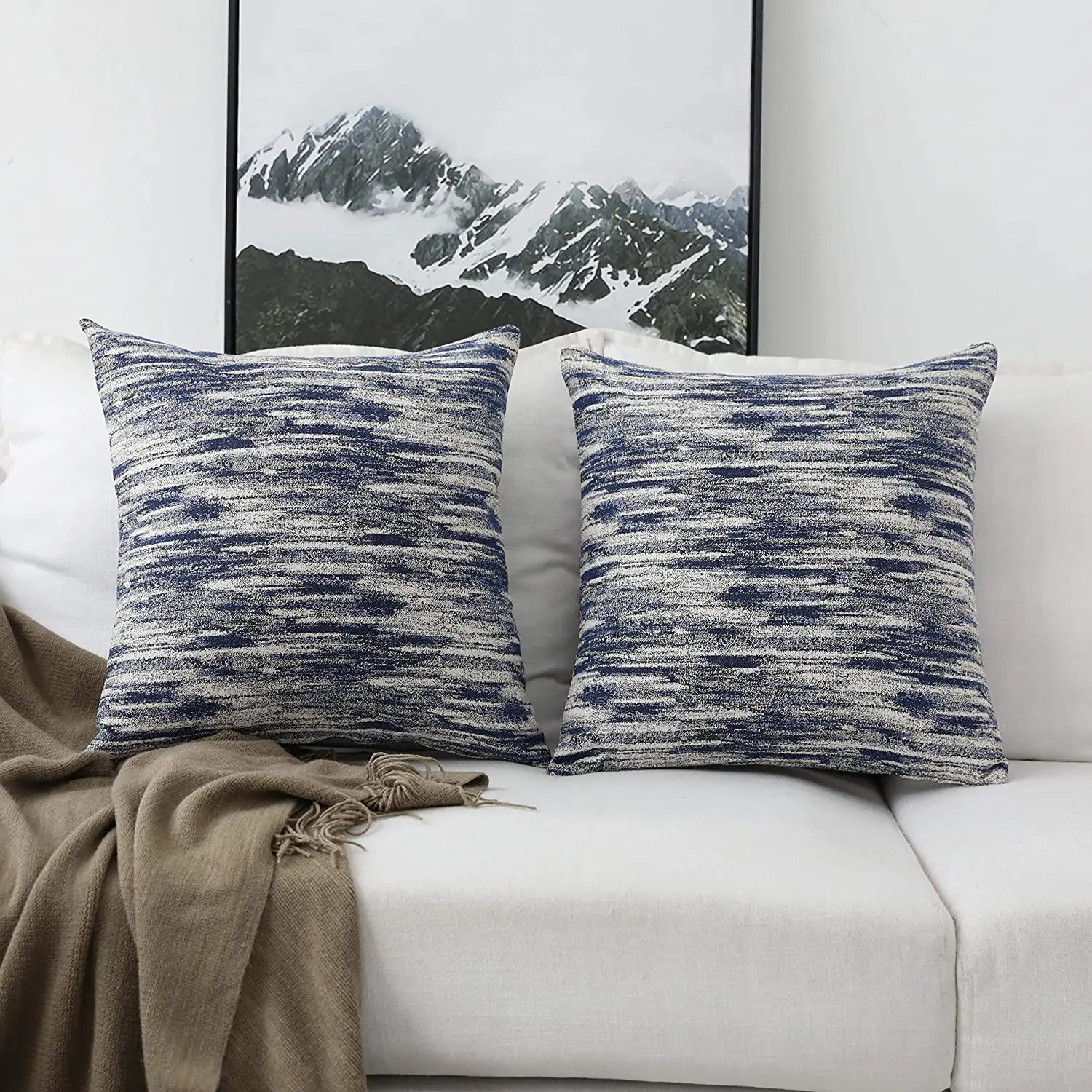 blue textured throw pillow