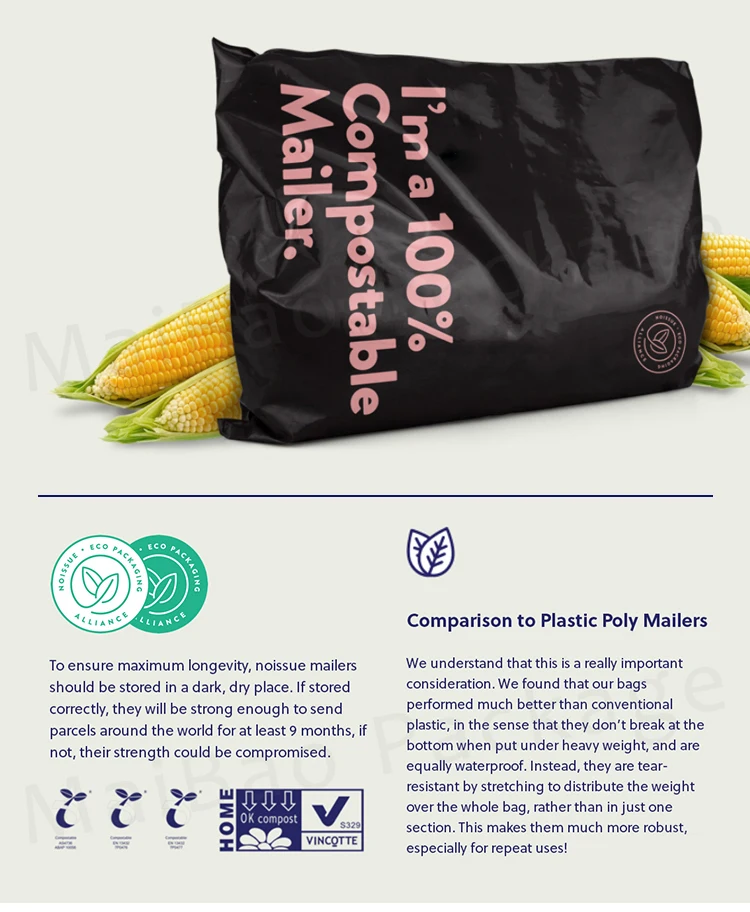 Custom Logo Biodegradable Compostable Postage Satchels Plastic