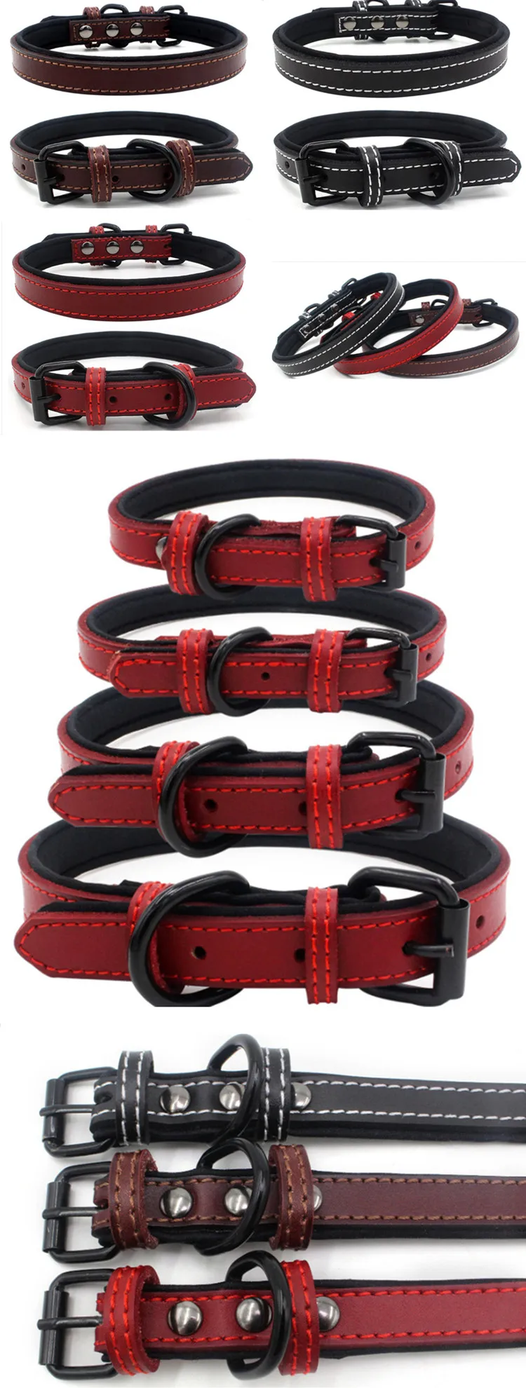 Custom Topquality Adjustable Luxury Leather Dog Collar,Neoprene Padded