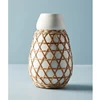 ceramic rattan flower vase/Rattan-wrapped ceramic flower vase/custom ceramic vase with rattan
