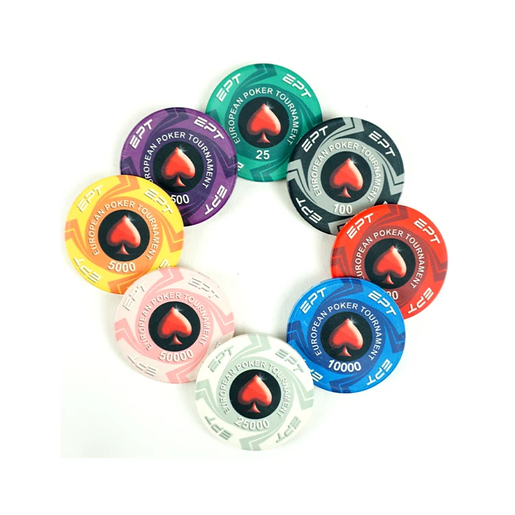 Hot Sale Ept Custom Ceramic Poker Chips Set With Red Poker Stars