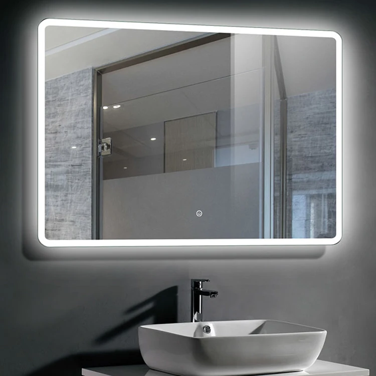 Wall Hanging Fogless Hotel Led Lighted Bathroom Touch Screen Smart