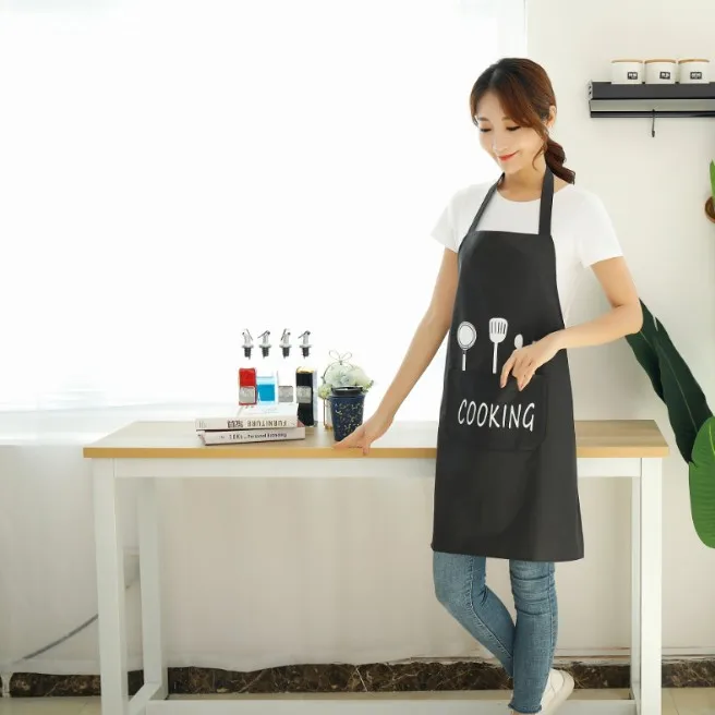 diseño Coreano Look at The Picture Bear Breathable【Black】 Delantal Impermeable para Cocina SQDP 