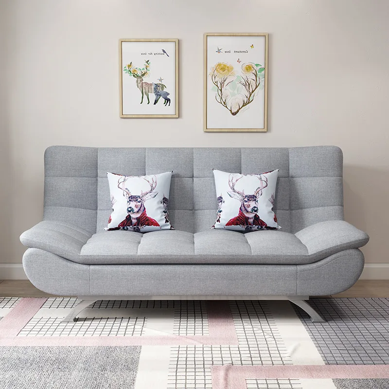 Cotton Linen Multifunctional Folding Sofa Bed Single Double Seat Rental