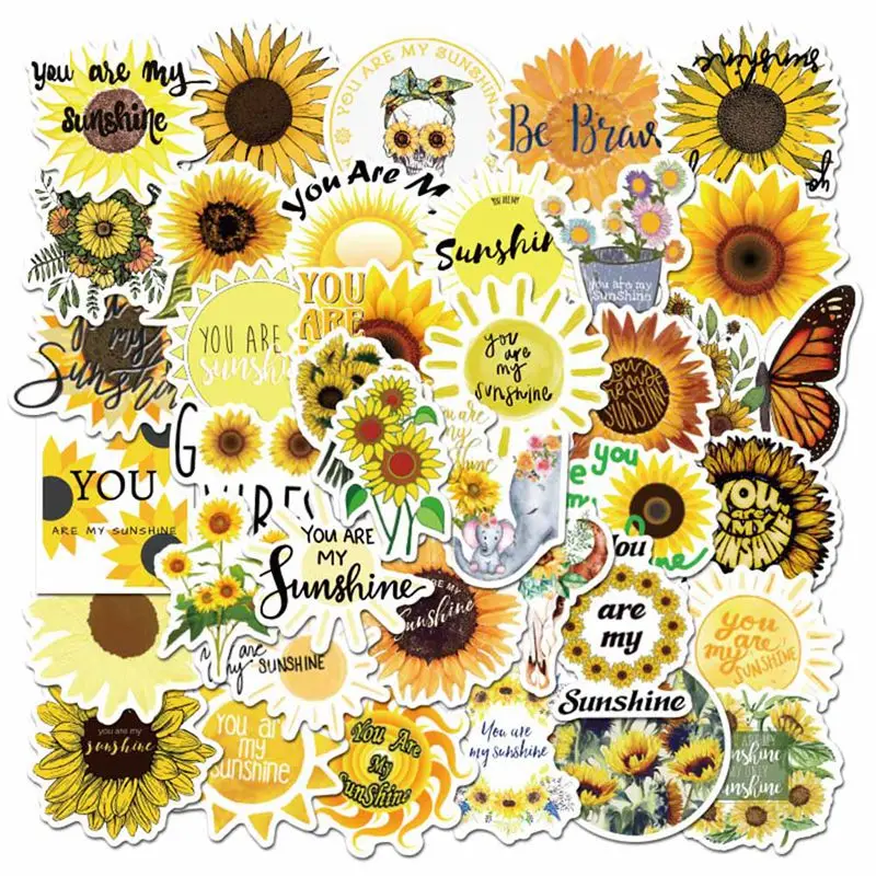 46Pcs/box Sunflower Daisy Stickers DIY Diary Stationery Scrapbook Memo SticUTH2 