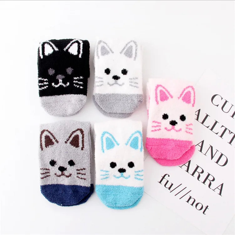 Wholesale Bulk Cat Cartoon Animal Fuzzy Socks Buy Fuzzy Socks