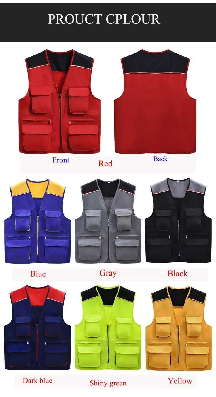 Custom Work Vest Uniform With Pockets Sleeveless Working Tool Vest
