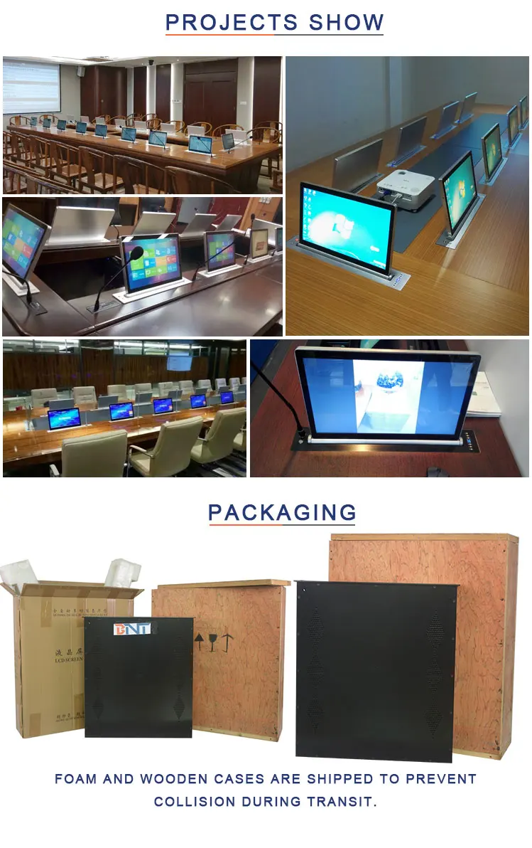 Boente ultra-thin lcd monitor motorized lift with microphone lifting function