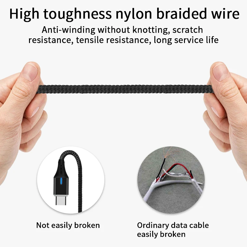 Wholesale 3 in 1 Micro USB Cable 3A Type C Fast Cable Magnetic Charging Cable for iPhone Charger Data Line - ANKUX.COM