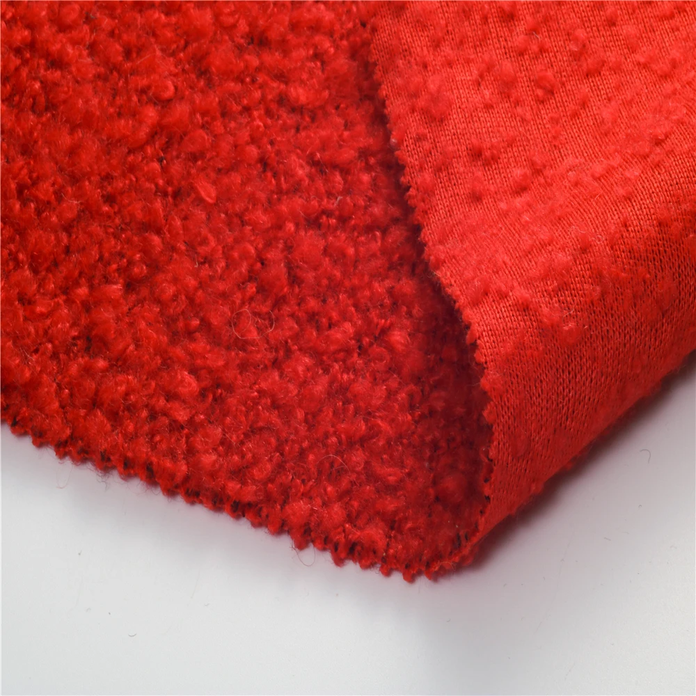 wholesale brushed fleece tweed set boucle wool knitted fabric