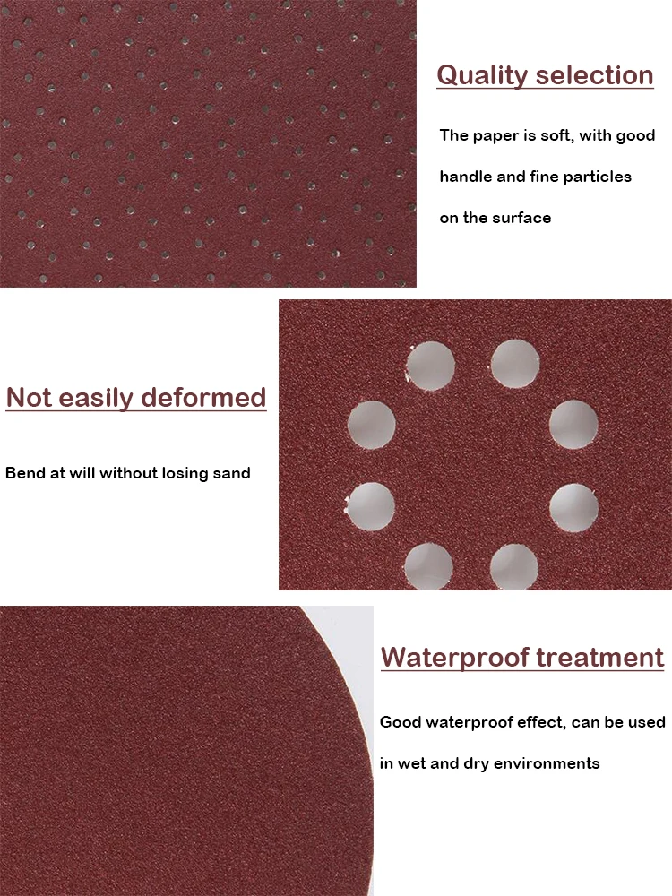 Durable Polishing Tool Round Aluminum Oxide Red sandpaper sand paper 6 inch grit sanding disc
