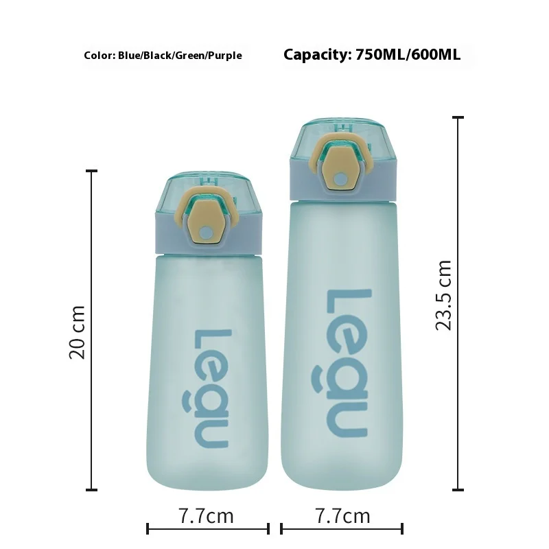 Frosted Straw Plastic Drinkware Convenient Handle Direct Drinking Water Bottle for Students Returning School BPA-Free for